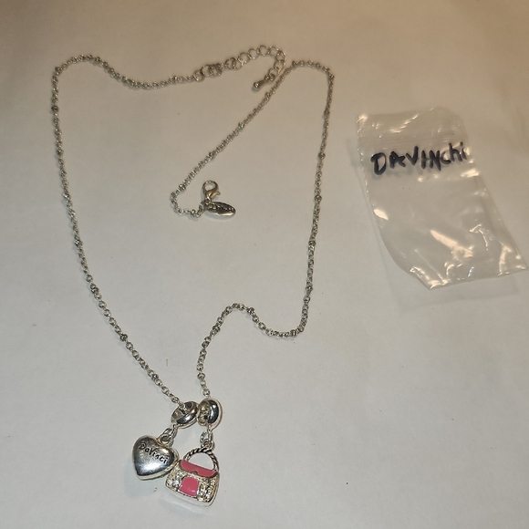 Davinchi Silver Heart and Purse Charm Necklace - Picture 1 of 5